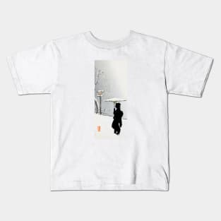1900 Japanese Woman in Snowscape Kids T-Shirt